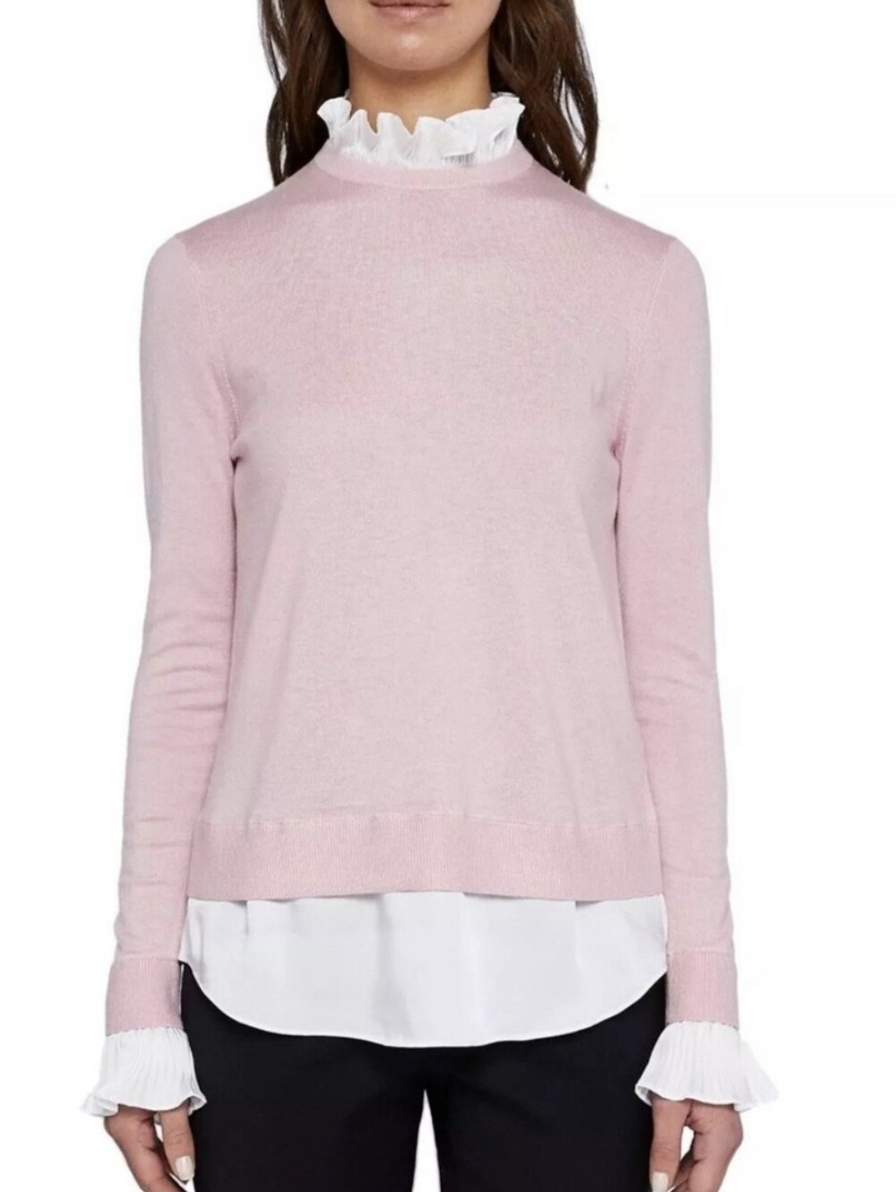 Ted Baker Kaarina Frill Neck Pullover In Pink